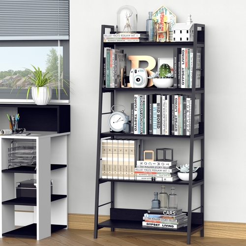 HOMCOM Wood Bookcase 5-Tier Wide Bookshelf Shelving Storage Furniture