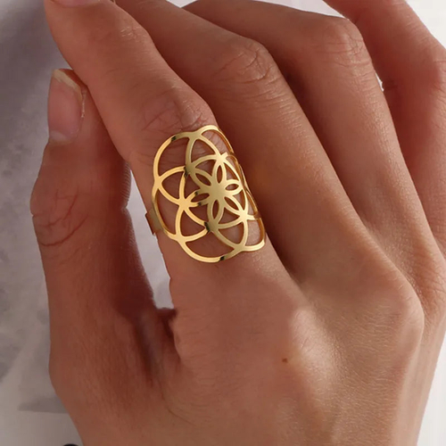 Stainless Steel Flower Of Life Ring