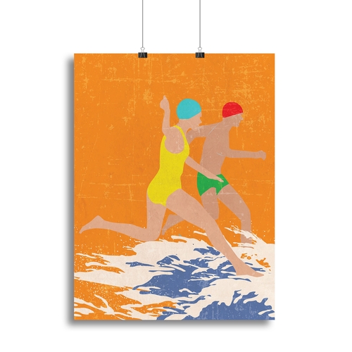 Running Swimmers orange Canvas Print or Poster