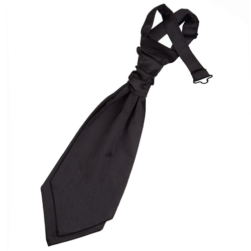 Plain Satin Pre-Tied Ruche Cravat - Boys - Black
