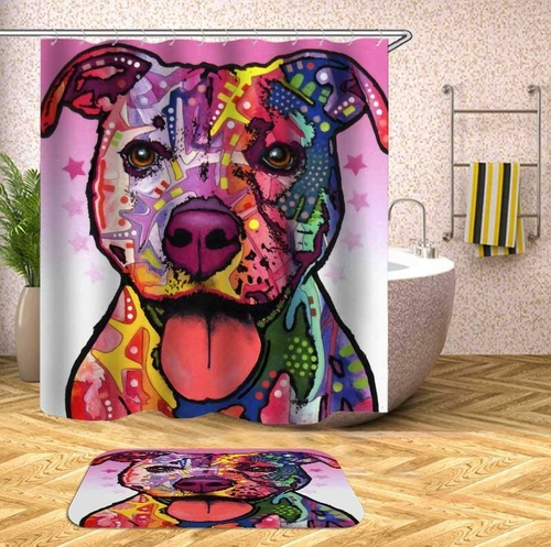 Colorful Dog Painting Shower Curtain