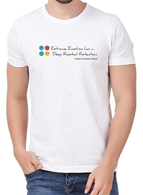 ROUND NECK HALF SLEEVES "EMOTIONS" PRINTED TSHIRT FOR MEN (Size-M)