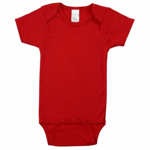Bambini LS-0147 Interlock Short Sleeve Bodysuit, Red - Medium