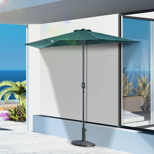 Outsunny 9' Outdoor Half Patio Umbrella Wall Balcony Parasol Garden