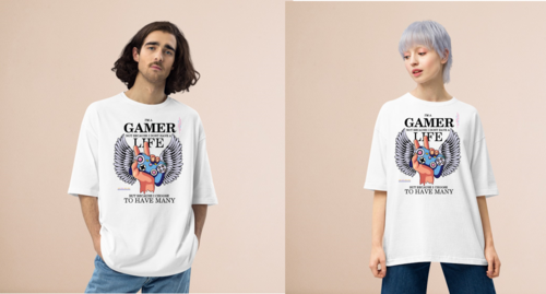 MEN GAMER ROUND NECK HALF SLEEVE PRINTED TSHIRT Size M Color WHITE