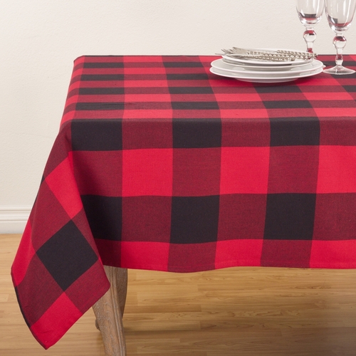 90 in. Square Buffalo Plaid Check Pattern Design Cotton Tablecloth&#44
