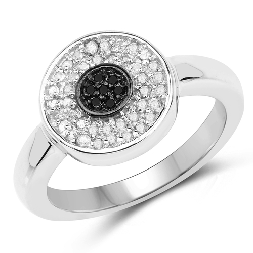 0.20 Carat Genuine Black Diamond and White Diamond .925 Sterling