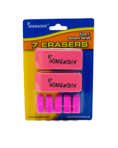 A+ Homework Pink Eraser Set - 48 Count, 7 Piece