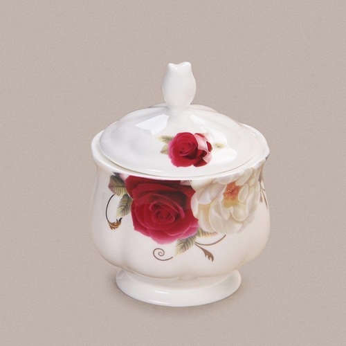 Fashion Creative Rose Flower Bone china Sugar Bowl