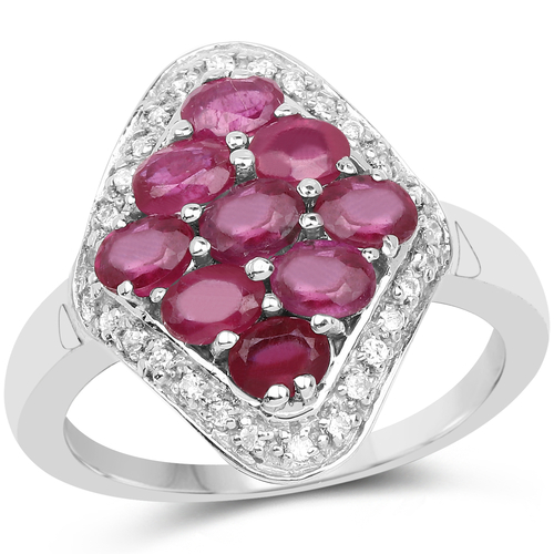 2.12 Carat Genuine Glass Filled Ruby & White Zircon .925 Sterling