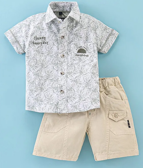 Half Sleeves Trees Printed Shirt & Shorts Set  (Size-5-6YEAR)