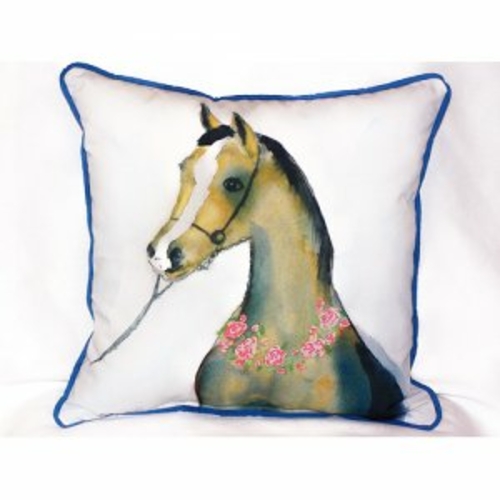 Betsy Drake ZP132 Horse & Garland Indoor & Outdoor Throw Pillow- 22 x 