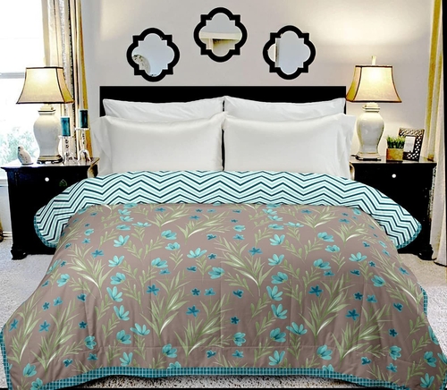 Pure Cotton Reversible Ac Dohar Single Bed Bedsheet (Color-SEA BLUE)