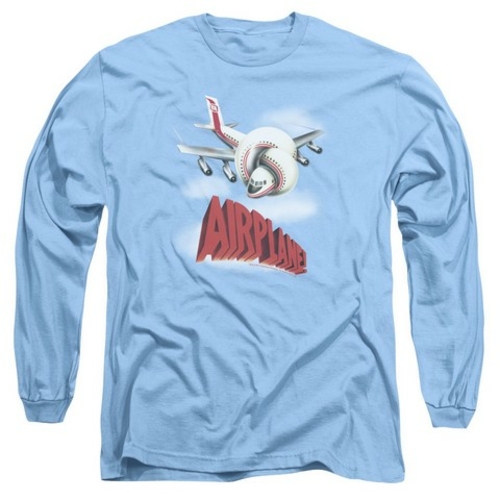 Trevco Airplane-Logo Long Sleeve Adult 18-1 Tee, Carolina Blue - X