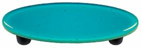 Hot Knobs HK1027-POB Turquoise Blue Oval Glass Cabinet Pull - Black Po