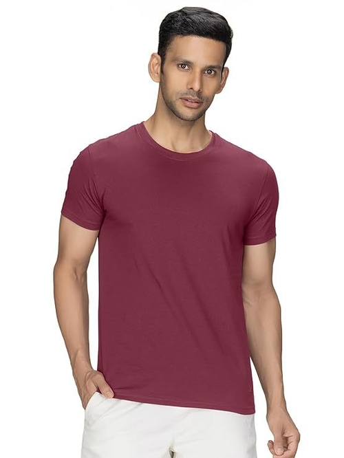 Mens Cotton Solid Regular Fit Round Neck Half Sleeves T-Shirt