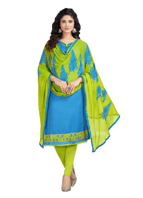 Generic Women's Cotton Salwar Material (Sky Blue,