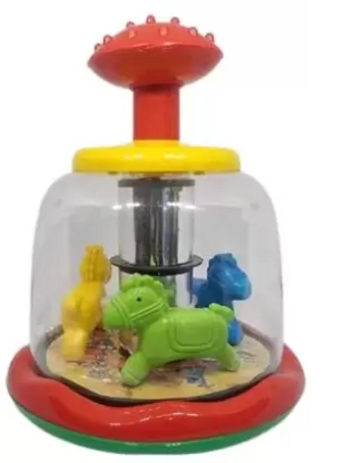 Plastic Push and Spin Toy || Spinner Push N Spin Toy (Random Design) 