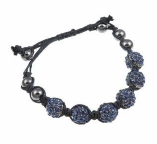 Zircomania 622B-0029SR Black Cord Macrame Montana Blue Crystal Adjusta