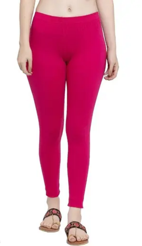 Ultra Soft Churidar Cotton Lycra Leggings for Women (Pink)