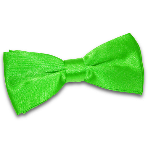 Plain Satin Pre-Tied Bow Tie - Apple Green