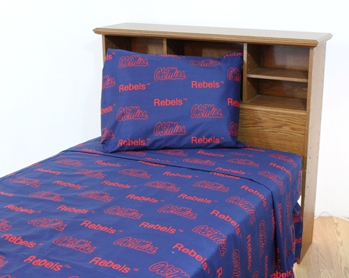 College Covers MISSSTW Ole Miss Printed Sheet Set Twin - Solid