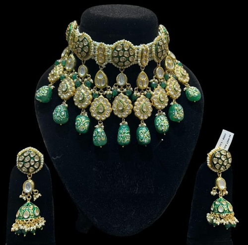 Alloy Gold-plated Green Jewel Set