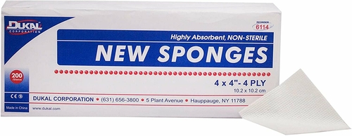 Dukal Non-Woven Sponges 4" x 4". Case of 2000 Non-sterile dressings