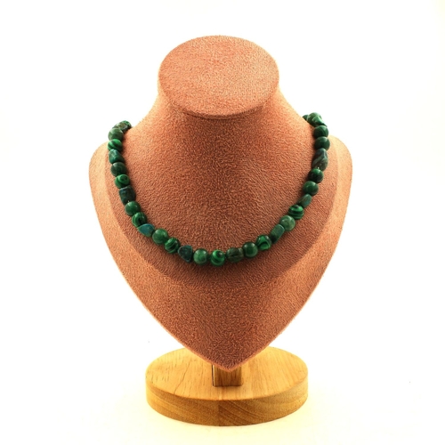 Chrysocolla + Green Mica + Malachite 8 mm beads necklace.