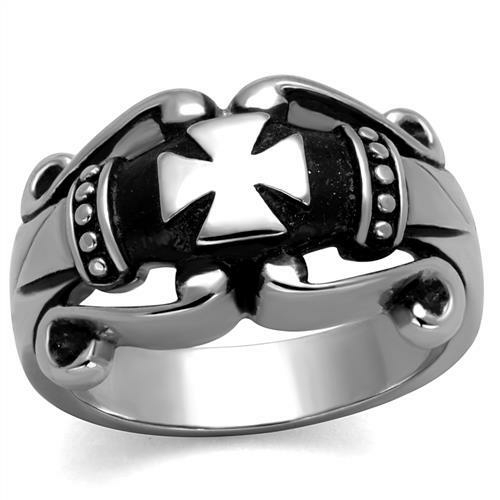 Men High Polished Stainless Steel Ring with No Stone in No Stone - Siz