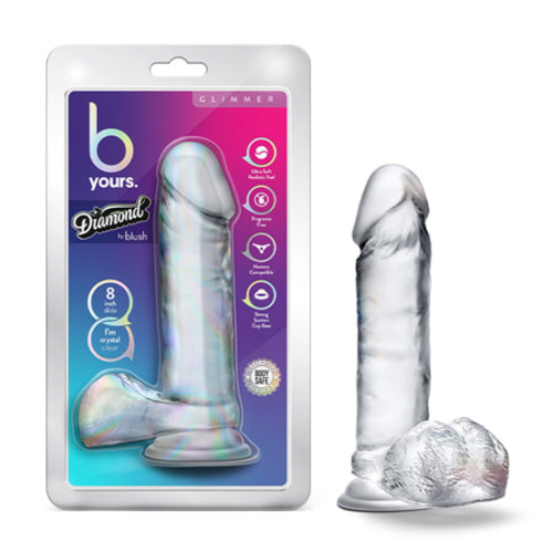 Blush B Yours Diamond Glimmer 8 in. Dildo with Balls & Suction Cup
