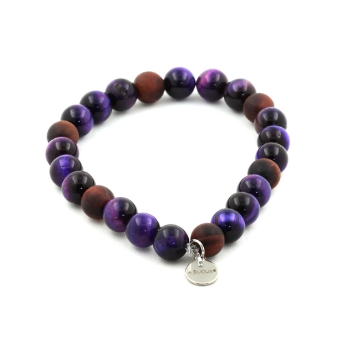 Purple Tiger's Eye + Matte Red Tiger's Eye Bracelet 8 mm Beads.