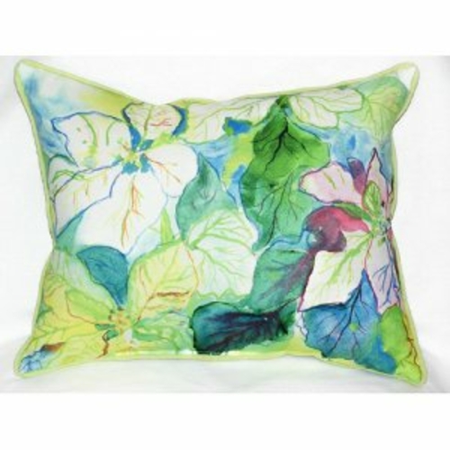 Betsy Drake ZP907 White Poinsettia Indoor & Outdoor Throw Pillow- 20 x