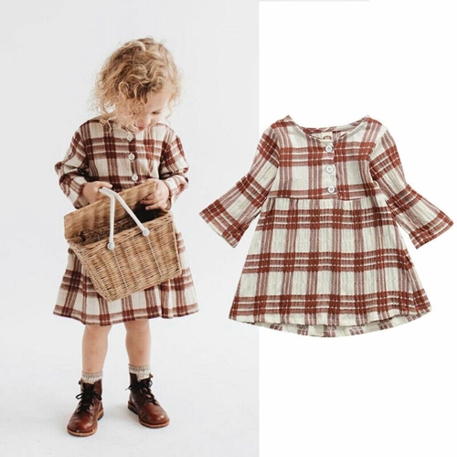 Pudcoco Autumn Infant kids Baby Girl Plaid Print