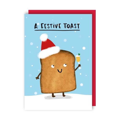Festive Toast Funny Christmas Card (Pack of 6)