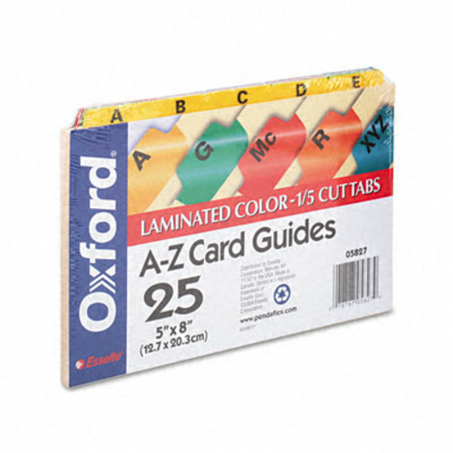 Oxford 05827 Laminated Index Card Guides- Alpha- 1/5 Tab- Manila- 5 x 