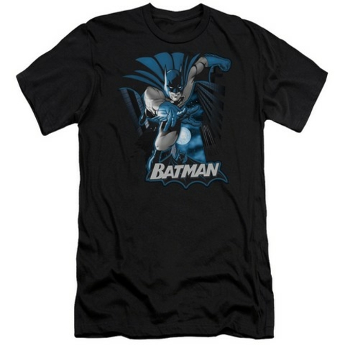 Trevco Jla-Batman Blue & Gray Short Sleeve Adult 30-1 Tee- Black - Sma