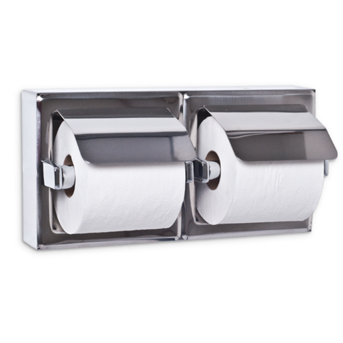 AJW UX76-SF-SM Dual Satin Hooded Toilet Tissue Dispenser - Surface Mou