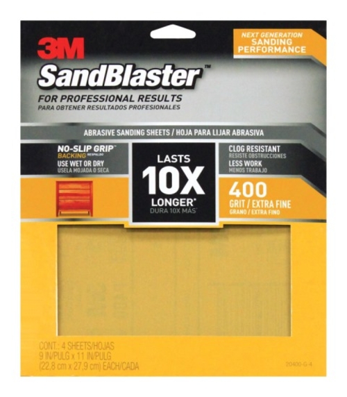 3M 20400-G-4 SandBlaster Sharp Synthetic Mineral Sandpaper  400 Grit  