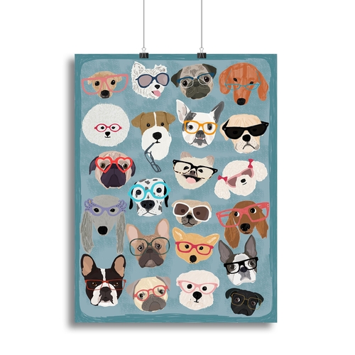Puzzle Dogs In Glasses Canvas Print or Poster