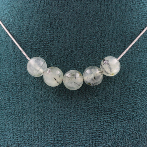 Prehnite from Africa 8 mm 5 beads necklace