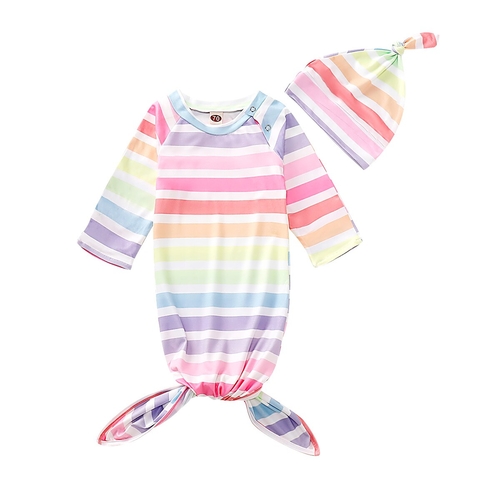 Baby Rainbow Stripe Sleeping Bag Hats Set Newborn