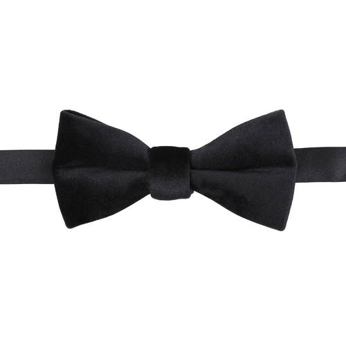 Plain Velvet Pre-Tied Bow Tie - Black