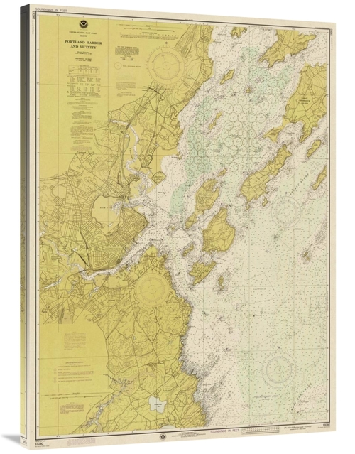 Global Gallery GCS-450543-40-142 40 in. Nautical Chart - Portland Harb