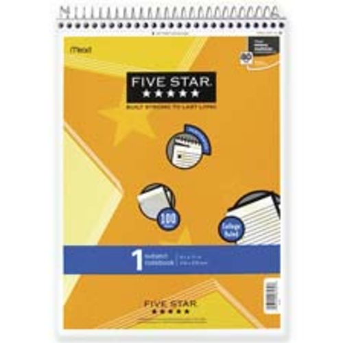 Mead MEA06182 Note Pad- Wirebound- 1-Sub.- Cllge Rld- 100 Sh- 8-.50in.