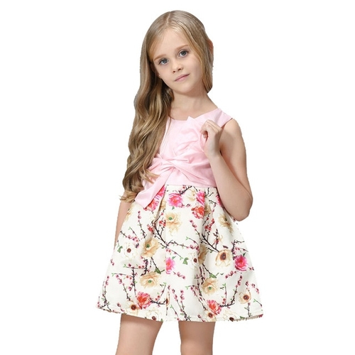 Girls Print Large Flowers Dress Fashion Casual