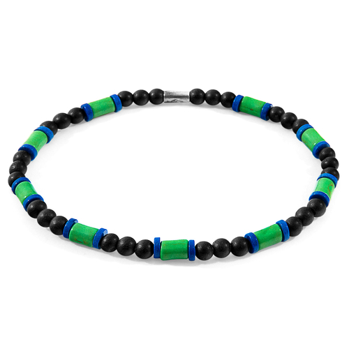 Green Turquoise, Agate & Wood Samuel Silver and Stone SKINNY Bracelet