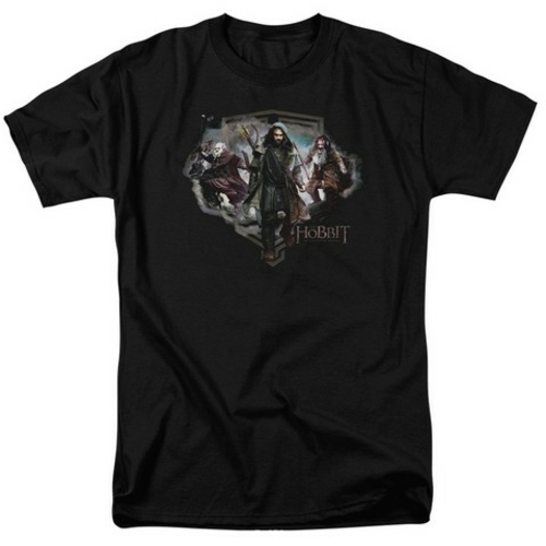 Trevco The Hobbit-Three Dwarves Short Sleeve Adult 18-1 Tee- Black - 3