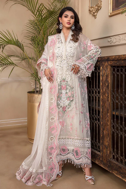 Pakistani Salwar Kameez With Heavy Embroidery & Frill Work