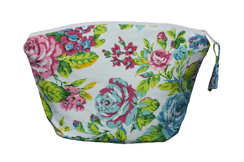 Big Floral Design Printed Canvas Cosmetic Pouch & Travel Pouch